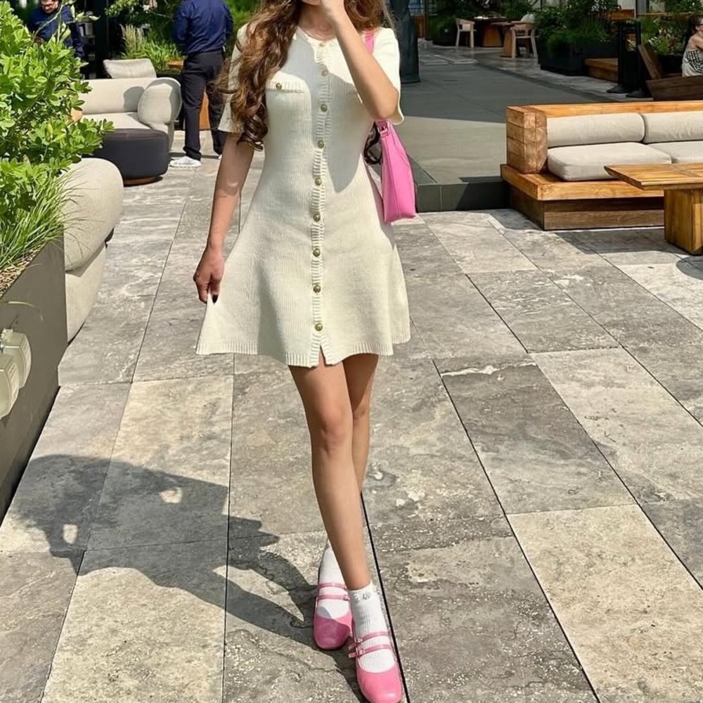H&M Cream Button-Up Dress